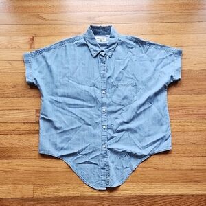 Madewell Women's Front Tie Blue Chambray Button Down Shirt Size XS